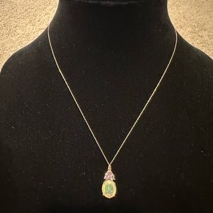 14k Gold 2.64ct Ethiopian Opal and .92ctw Morganite pendant